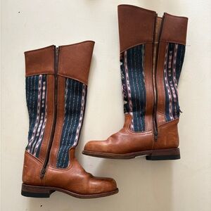 Brown Leather and Patterned women’s Boots